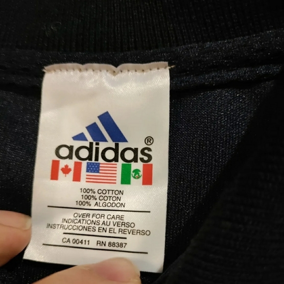 Vtg 90s Adidas Mesh Collared Jersey Running Shirt Mens Large Navy Blue - Picture 2 of 6